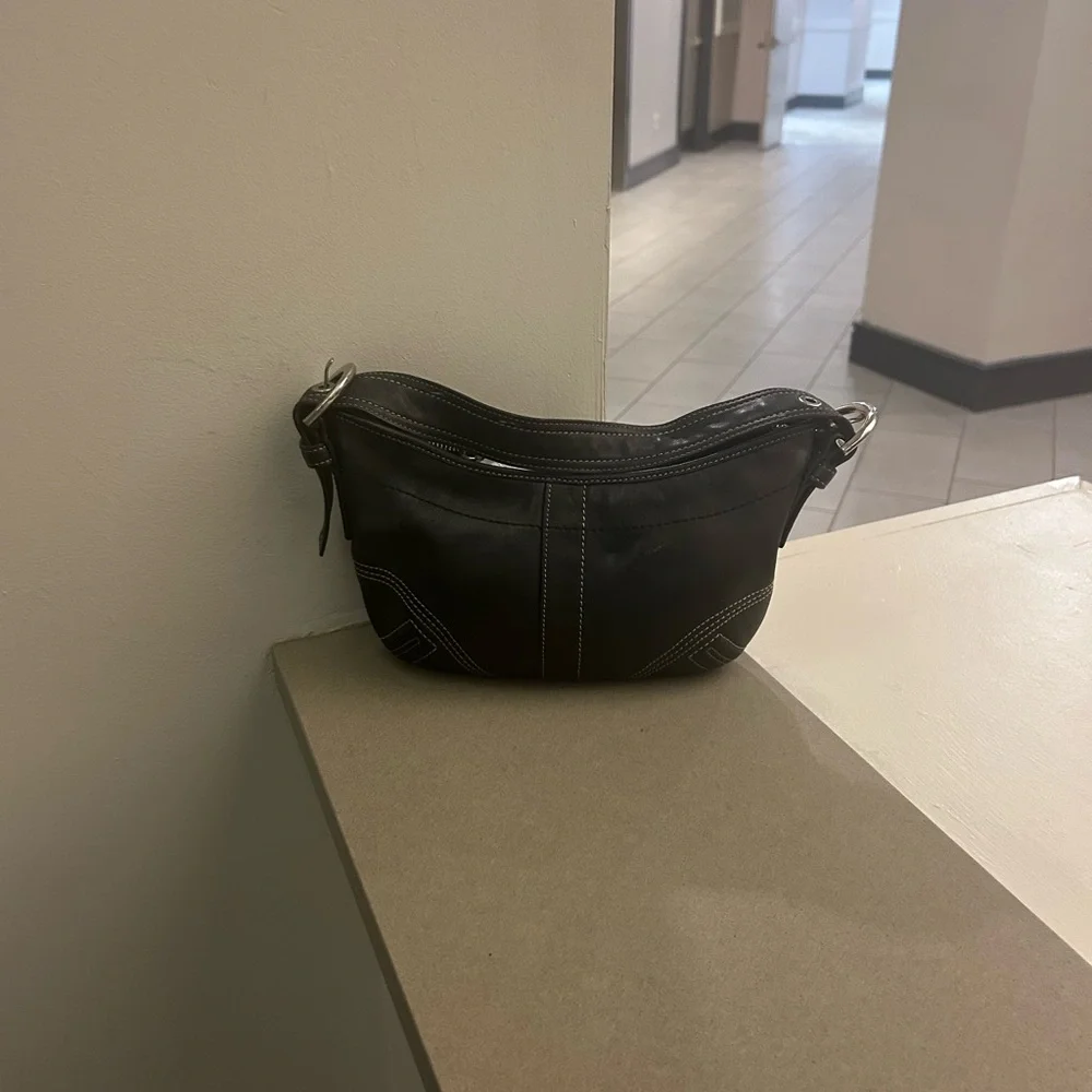 COACH Vintage Mini SoHo Hobo Black Leather Hobo Bag from the early 2000’s